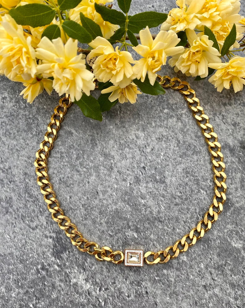 Έντονη Αλυσίδα με τετράγωνο Στρας✨BEST SELLER!