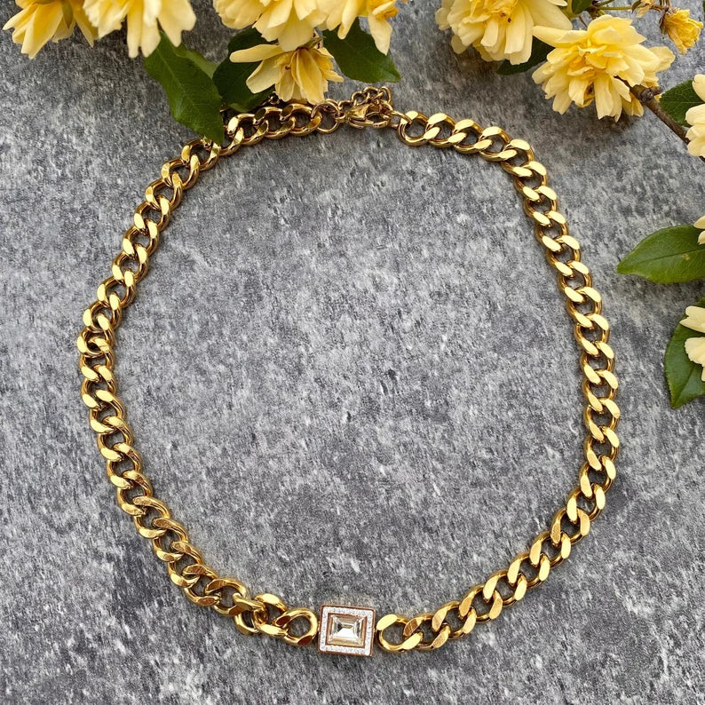 Έντονη Αλυσίδα με τετράγωνο Στρας✨BEST SELLER!