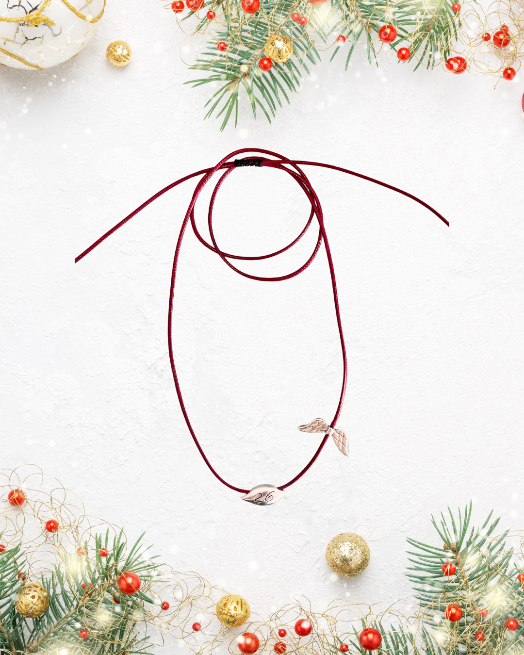 Γούρι Κολιέ 2026 διπλης οψης με φτερά