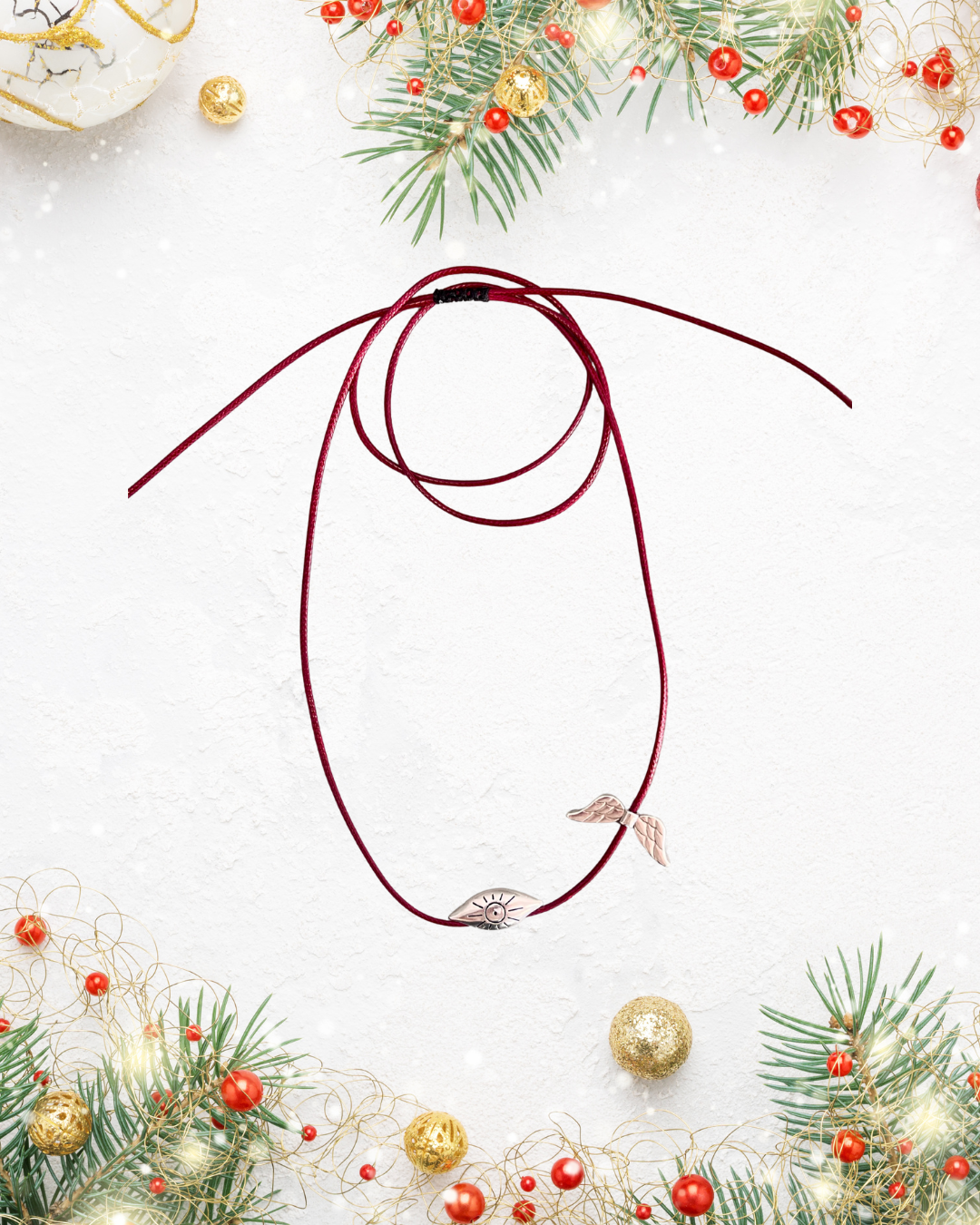 Γούρι Κολιέ 2026 διπλης οψης με φτερά